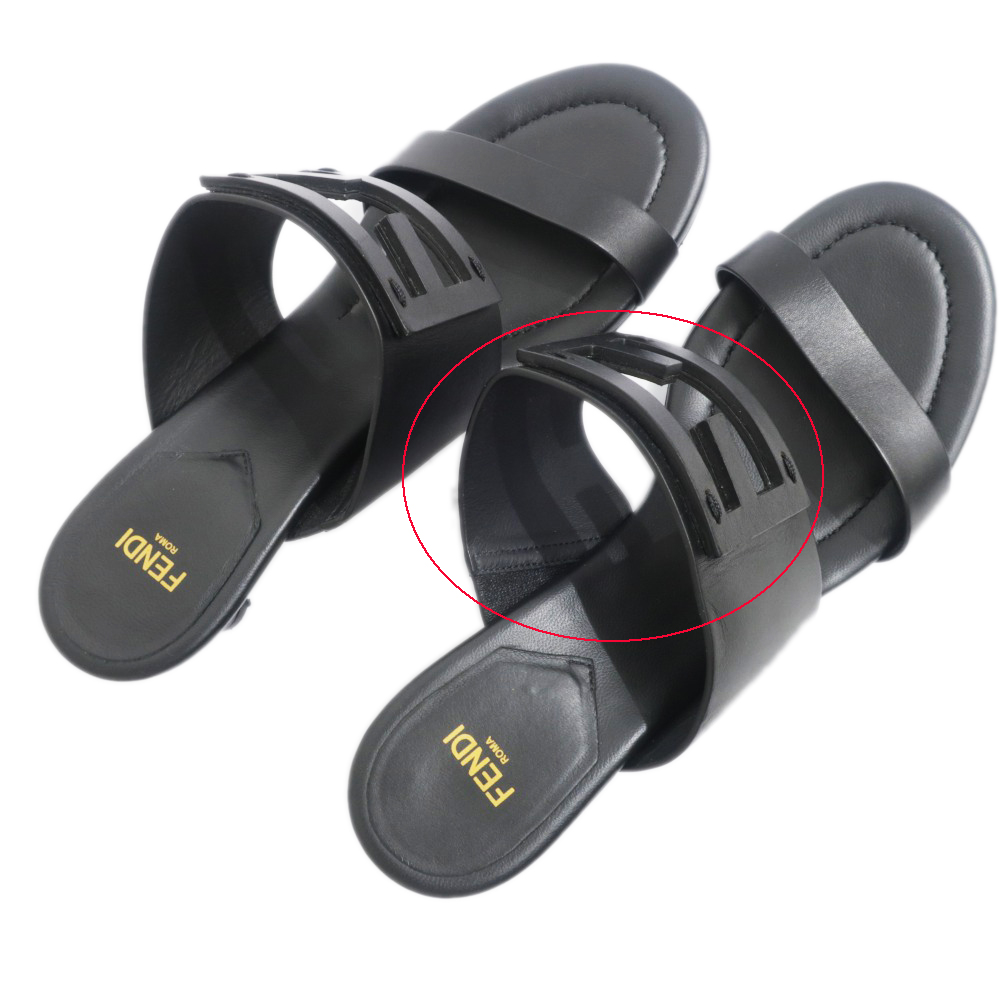 名東】【FENDI】フェンディ サンダル サイズ38 黒 ブラック レディース