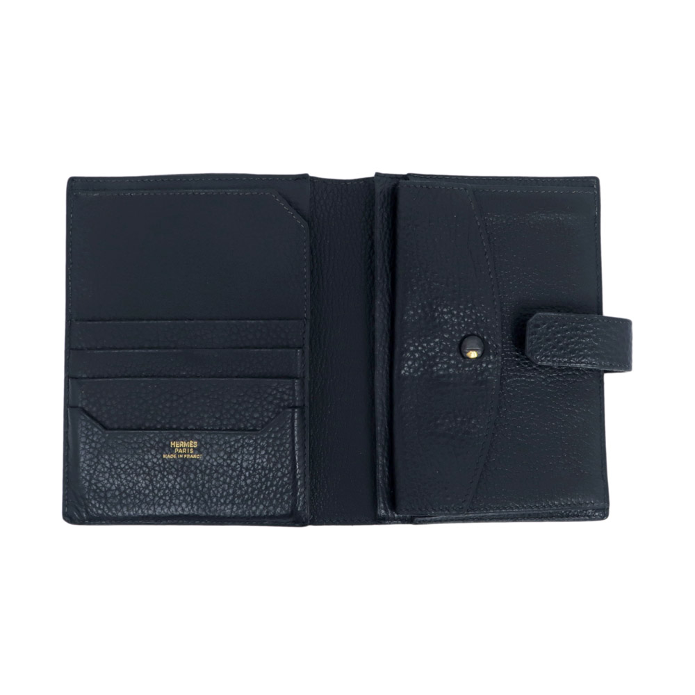 名東】【HERMES】エルメス ジュラ2 二つ折り財布 ブラック 黒 トゴ □C