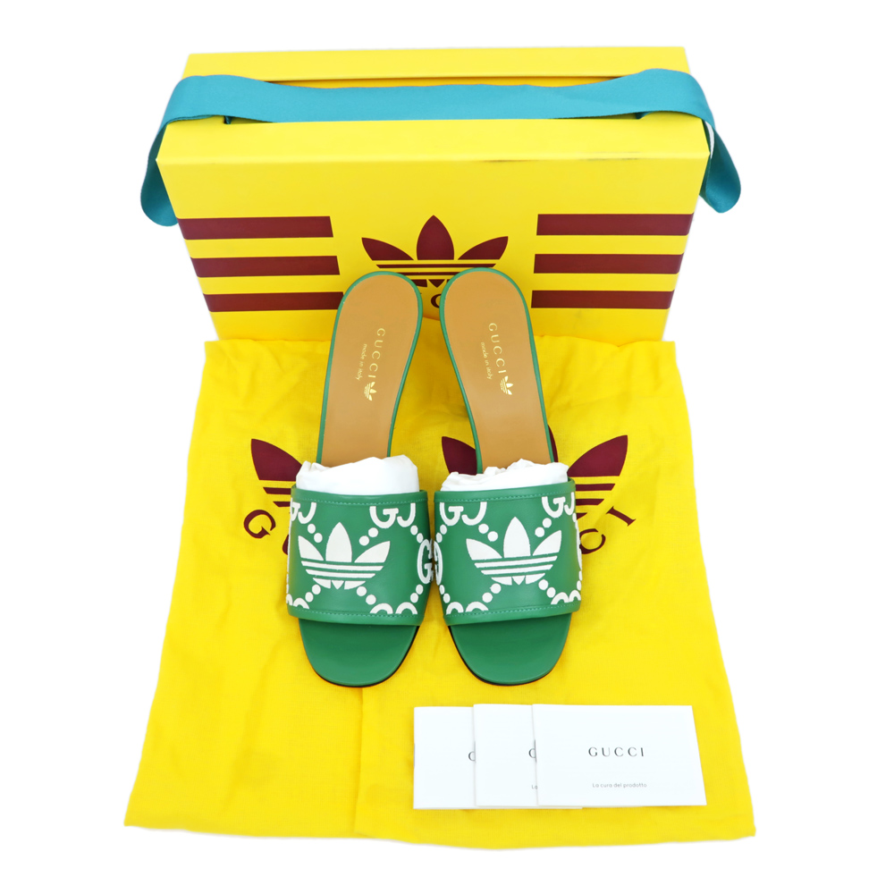 名東】【GUCCI】グッチ アディダス コラボ サンダル グリーン ホワイト