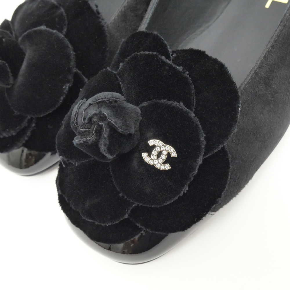 名東】【CHANEL】シャネル バレリーナ フラットシューズ カメリア