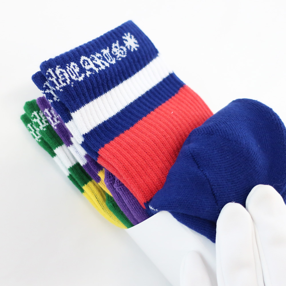 天白】【CHROME HEARTS】クロムハーツ ソックス 緑/紫/青 靴下 3足