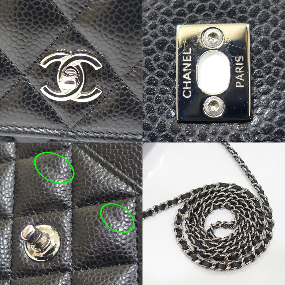 栄】【CHANEL】シャネル チェーンウォレット AP4241 キャビアスキン BK