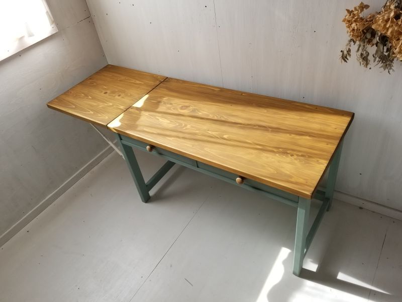 無垢ヒノキで造る パソコンデスク 学習机 ミシン台 天板跳ね上げ式