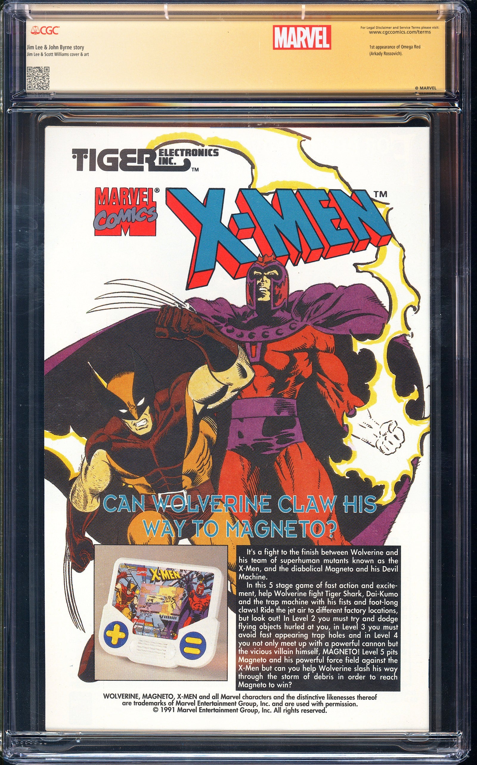 X-Men #4 CGC 9.8 (1992) 1st App of Omega Red! Signed by Jim Lee