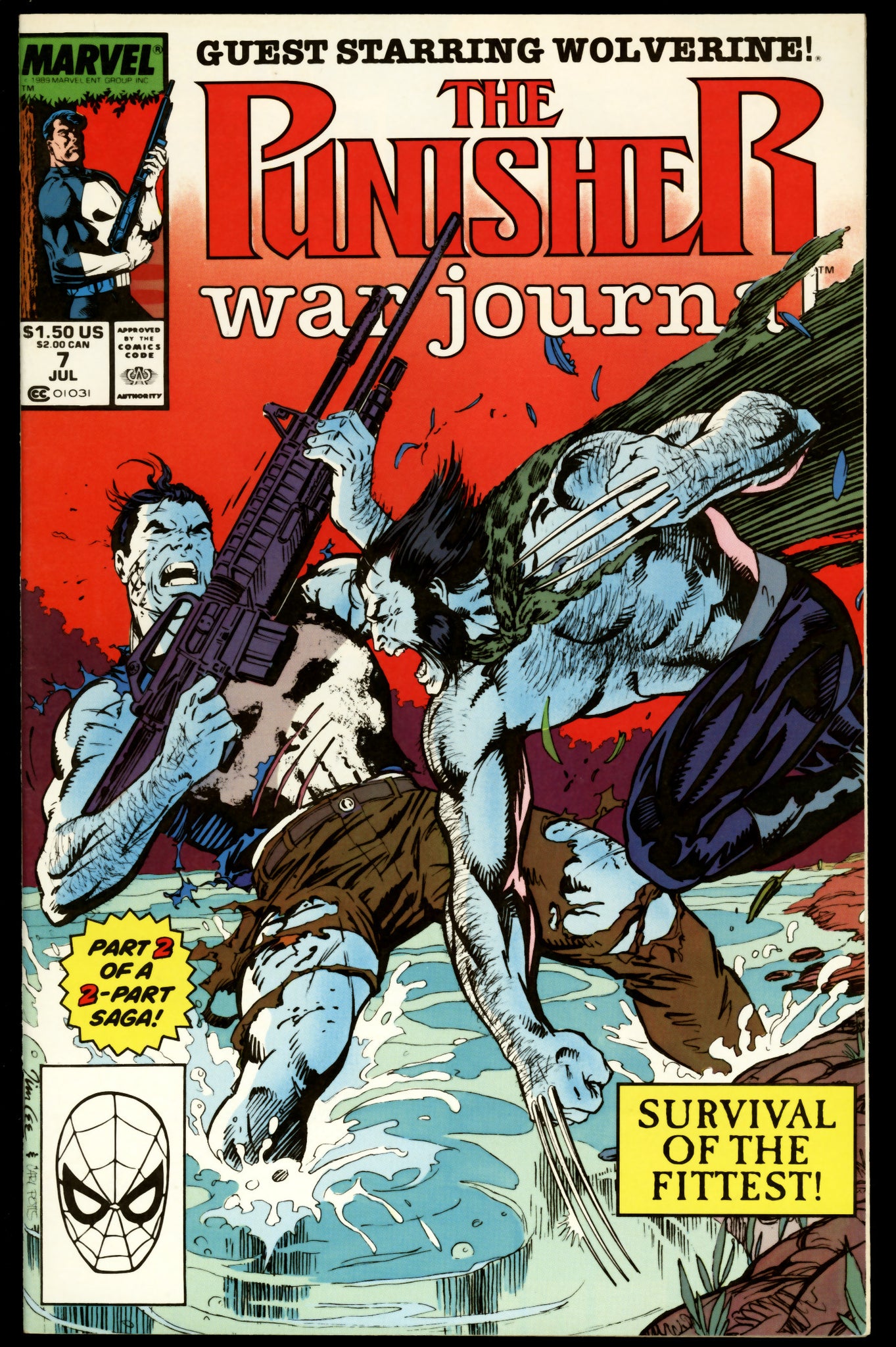 Punisher War Journal #7 Marvel 1989 (NM) Jim Lee Wolverine Cover