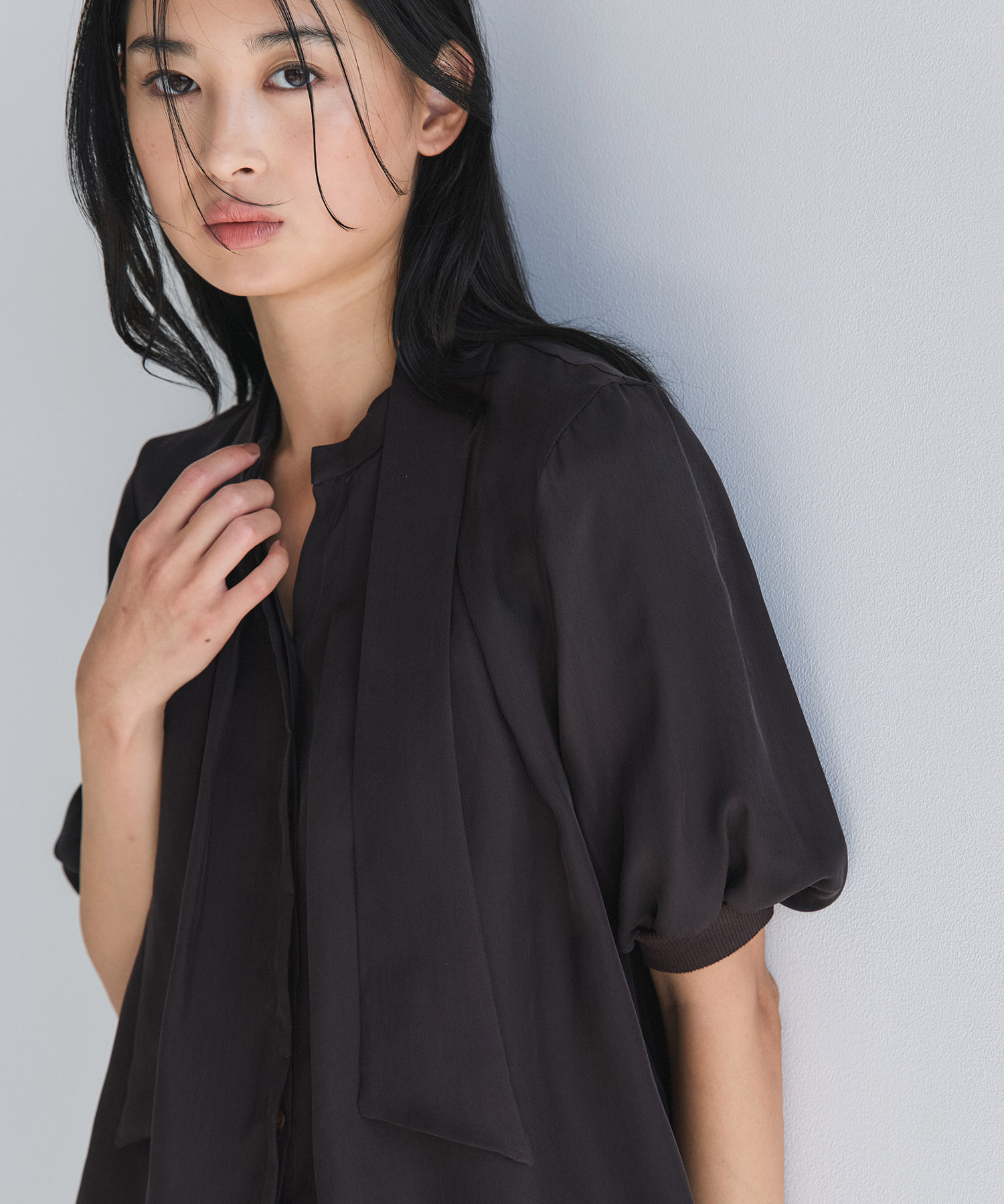 キュプラタックハーフスリーブブラウス(FREE BROWN): : ウィメンズ