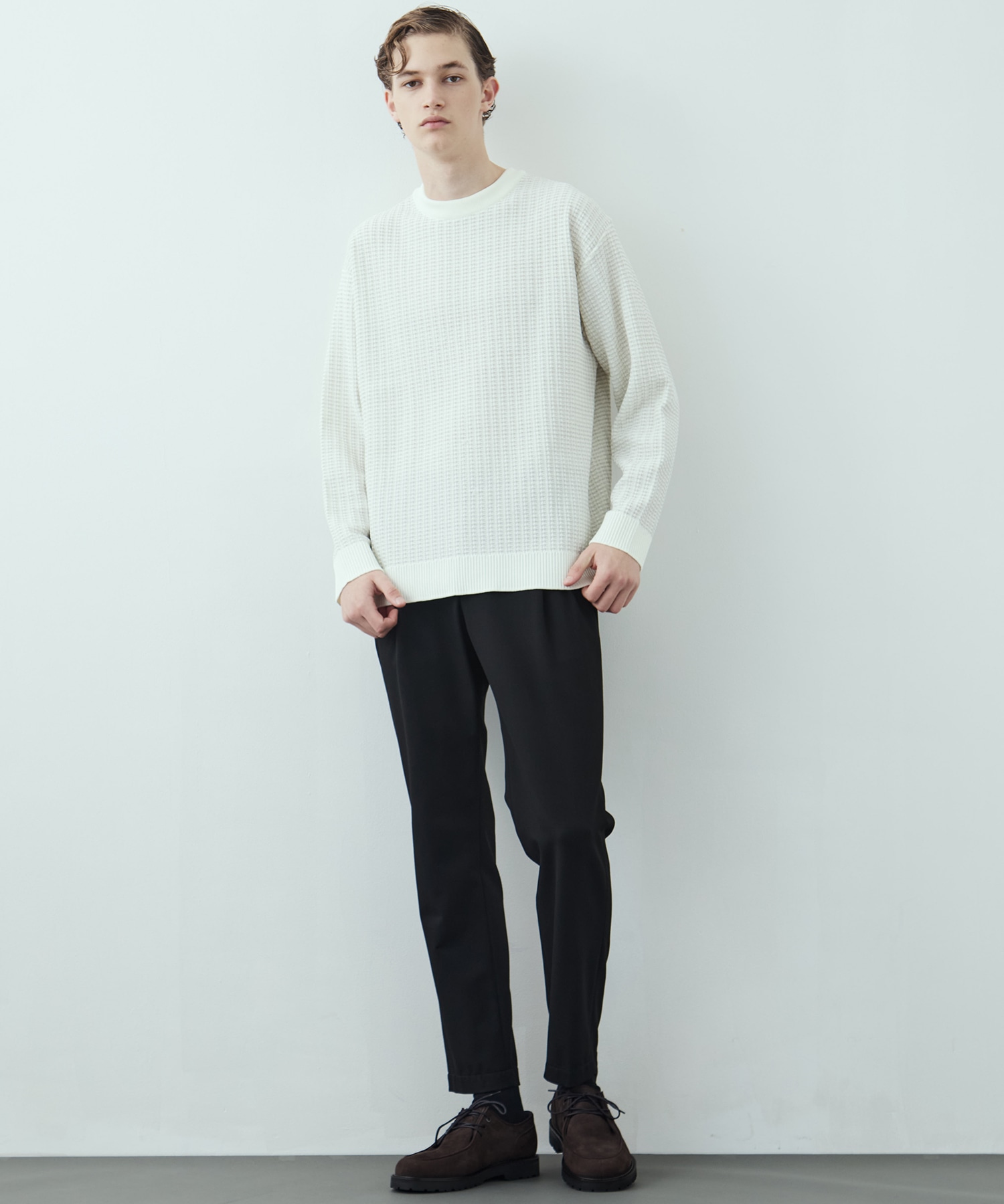 アウトラスト ジャガード クルーネックニット(1 IVORY): : メンズ