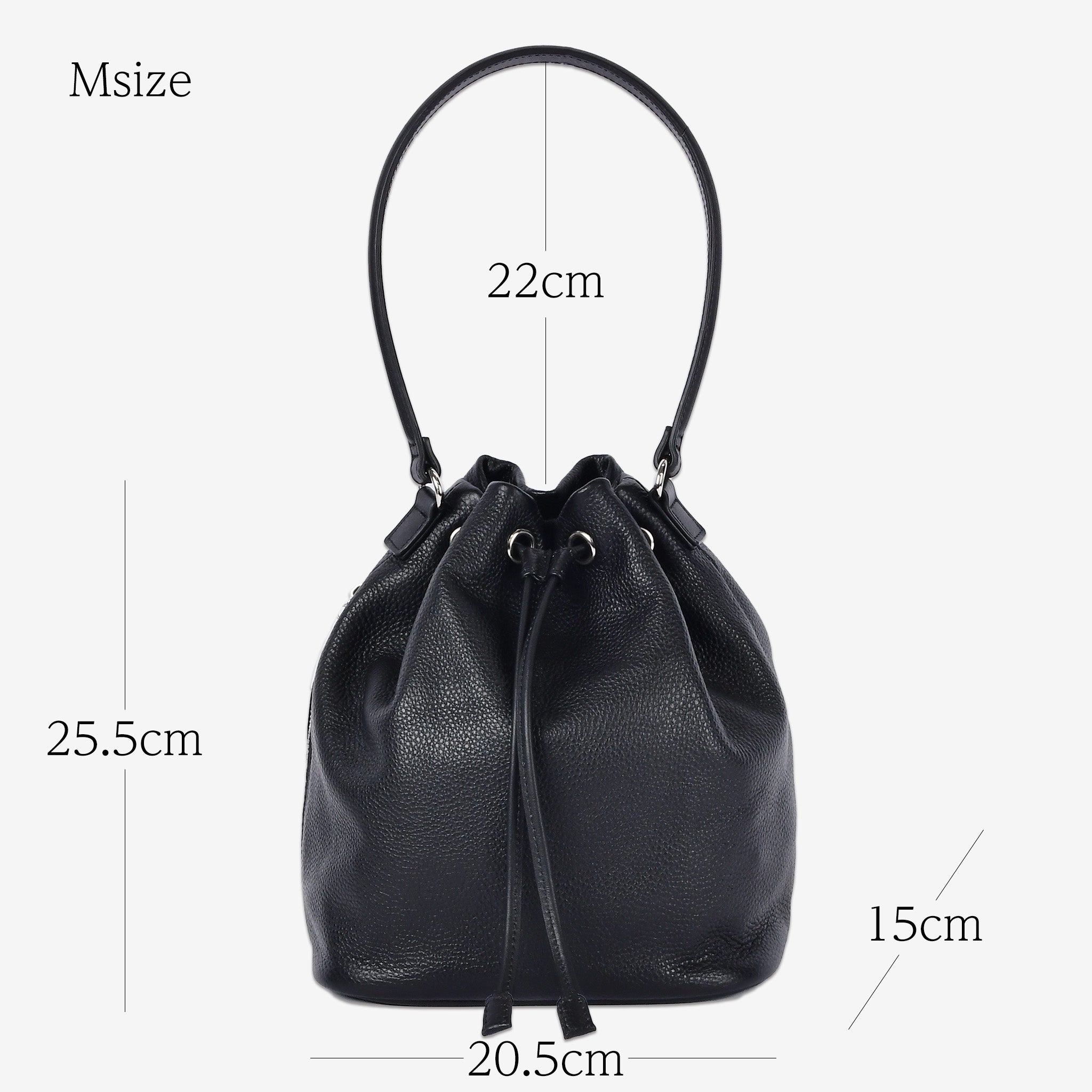 シュリンクレザー】Drawstring Bag-巾着バッグ (S・M)