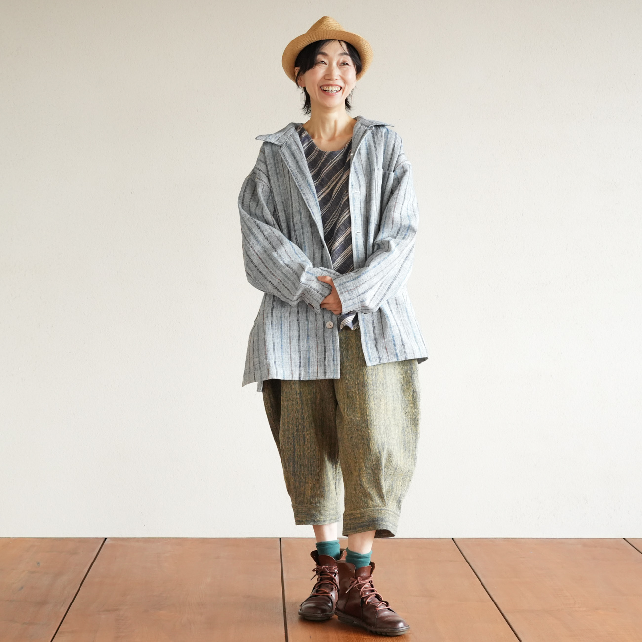 うさとの服 usaato ヘンプコットン 藍染め ピエロパンツ 美品 染めから