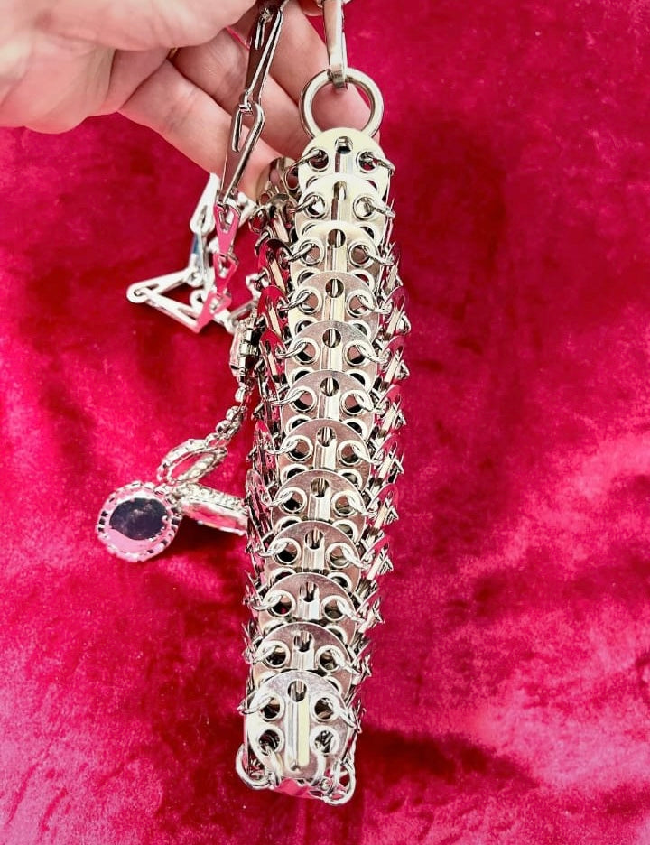 Micro Metal Phone Holder Bag Removable Crystal Brooches Style Paco