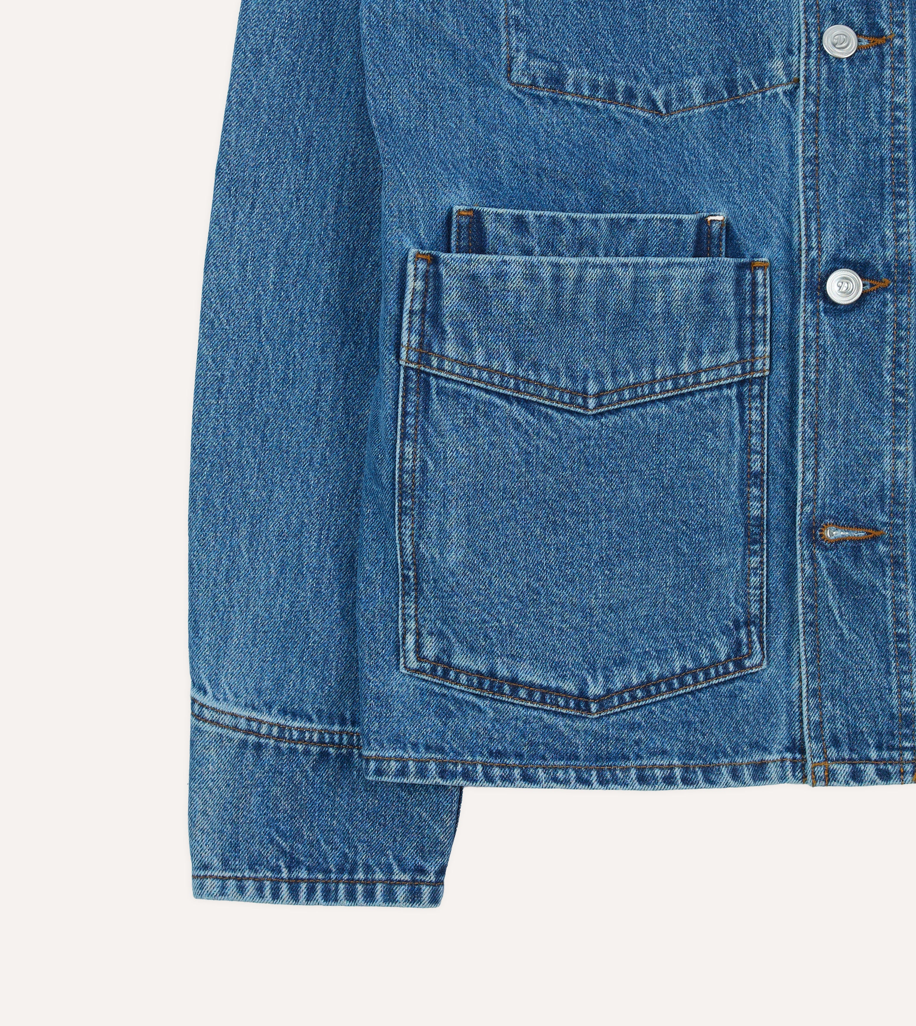 Bleach Wash Denim Work Jacket – Drakes US