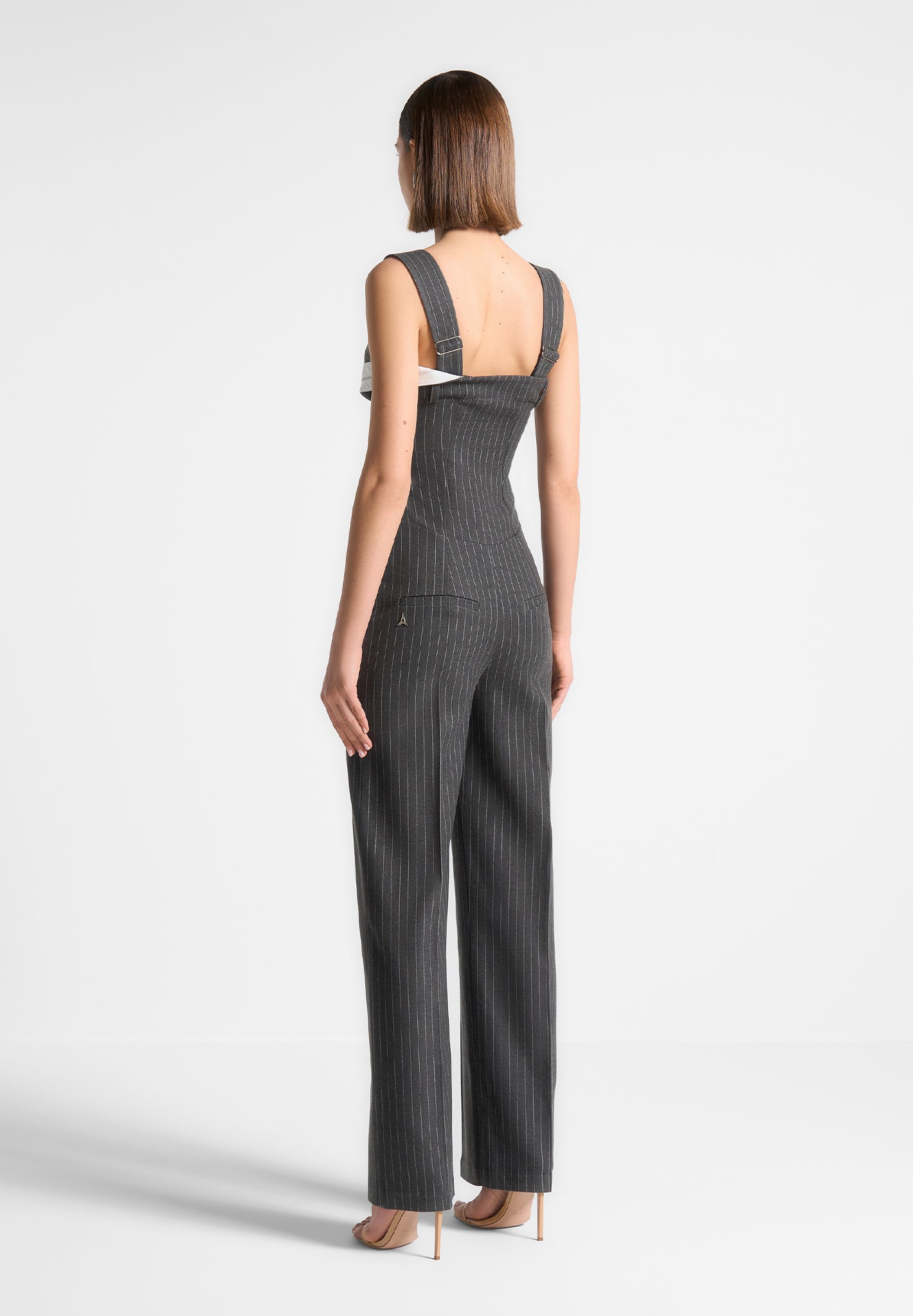 Camille - Tailored Pinstripe Jumpsuit - Grey | Manière De Voir USA