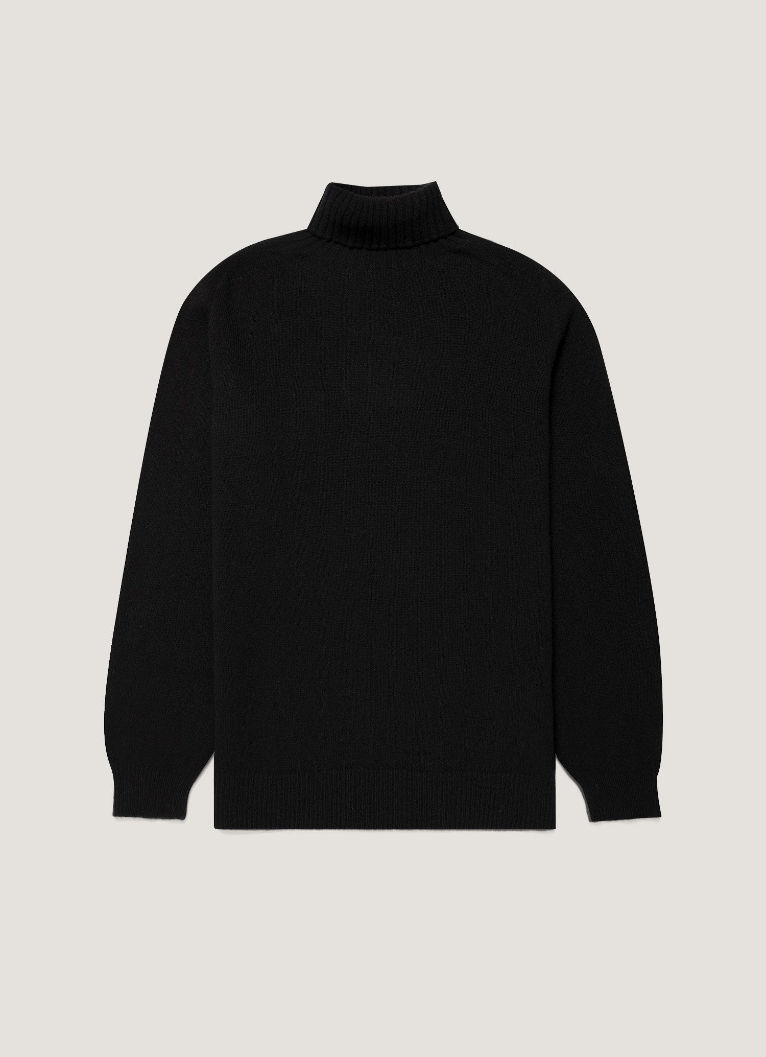Men's Lambswool Roll Neck in Black | Sunspel