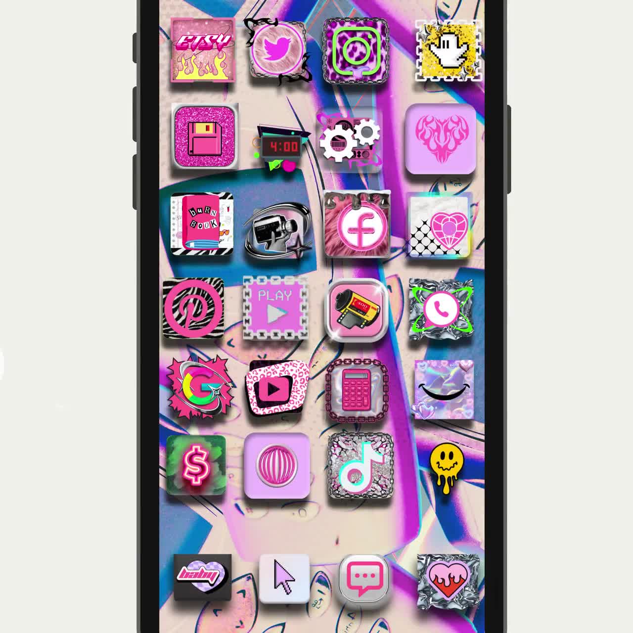 Y2K Aesthetic Wallpaper & Icon Digital Download With Phone