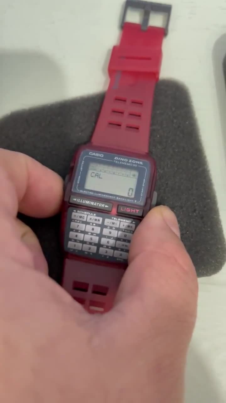 RARE RED Vintage Casio DBC-63 Dino Zone 1990s Databank Calculator