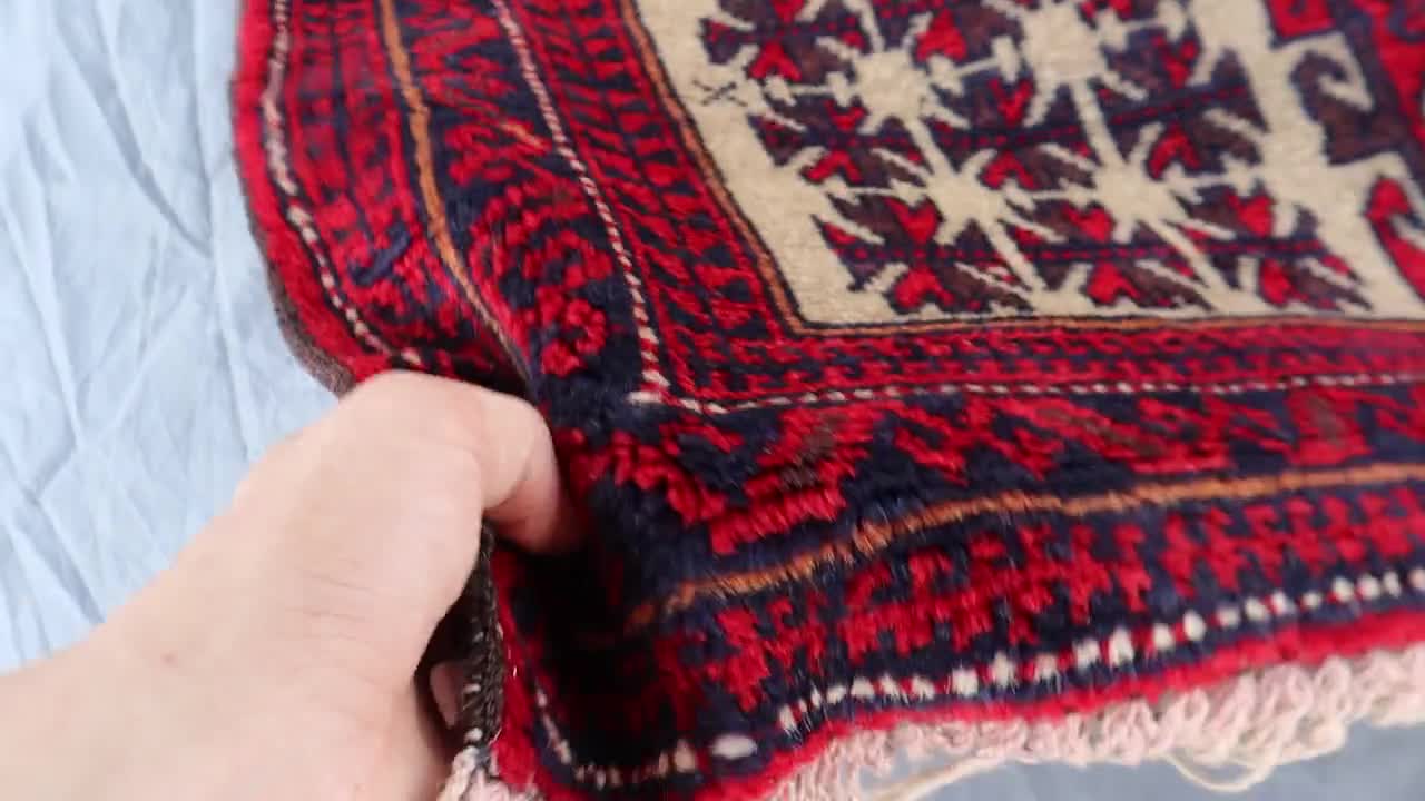 3x5 ヴィンテージ アフガニスタン 祈祷用ラグ - 部族遊牧民ウール ラグ