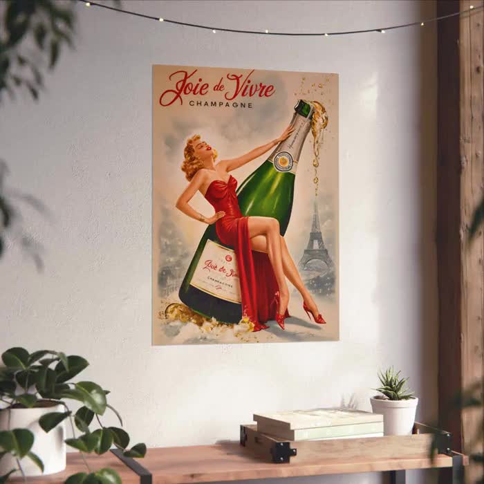 ヴィンテージシャンパンポスター：パリの貴婦人、1940年代のレトロな
