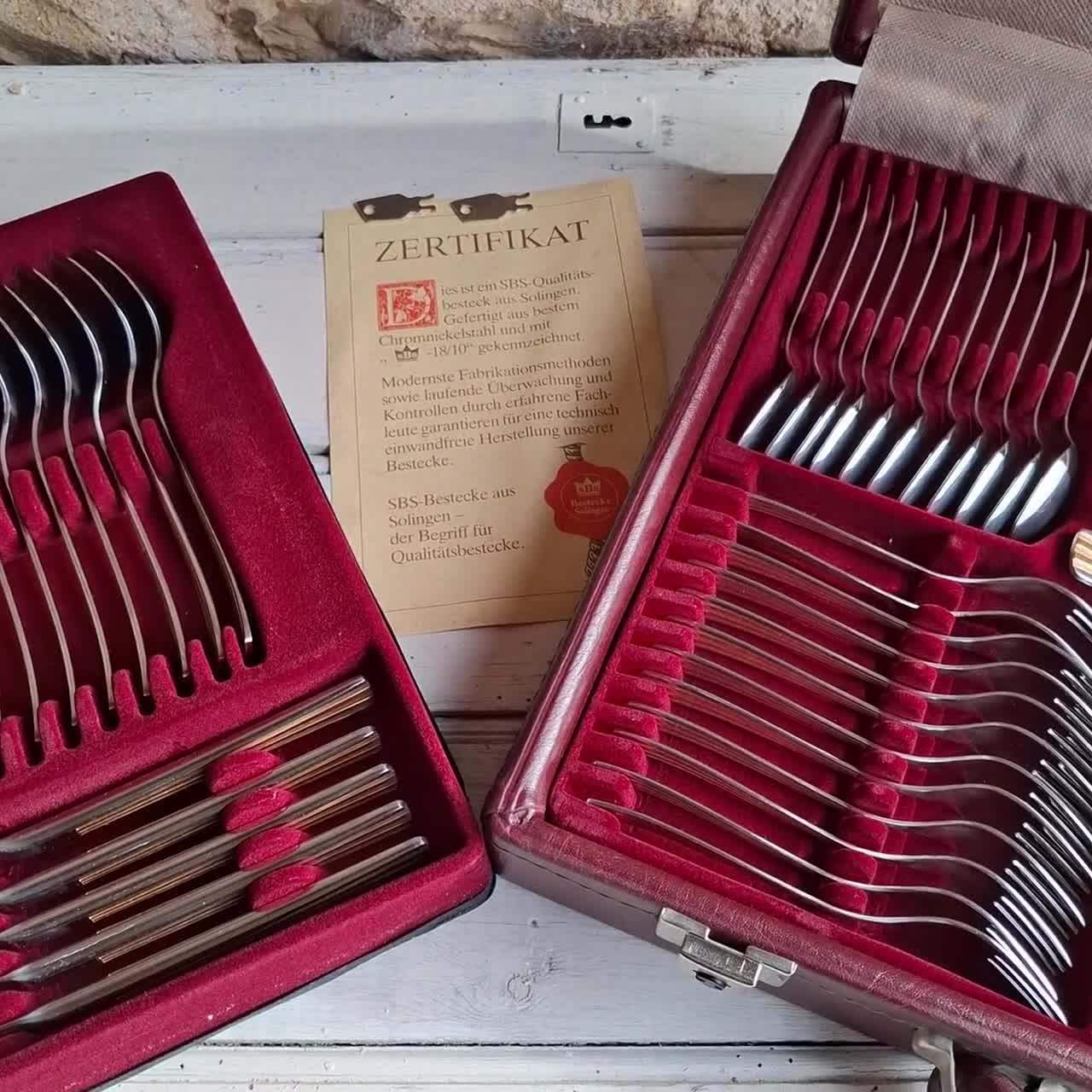 Vintage SBS Solingen Cutlery Set: 23/24k Gold Plated, 70 Pieces