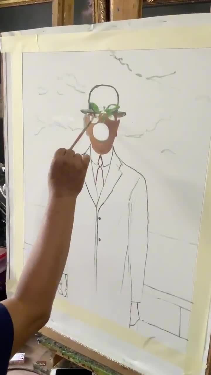 ルネ・マグリット「人の子」1964年、高品質の手描き油絵複製 - Etsy 日本