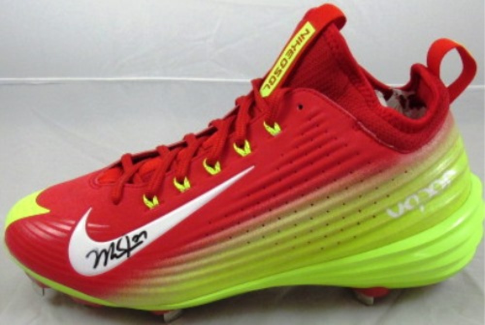 Mike Trout Autographed Nike Lunar Vapor Trout Cleats (Red/Yellow