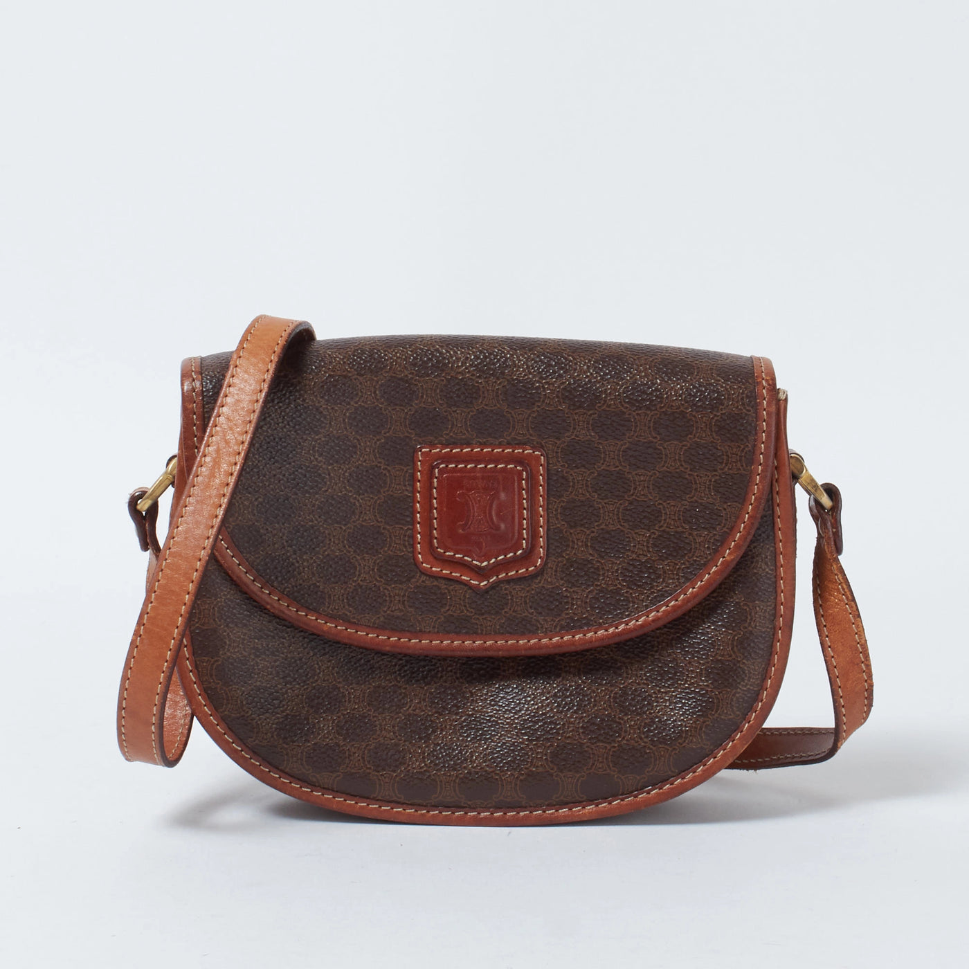 CELINE/セリーヌ】マカダム柄 トリオンフ ショルダーバッグ ブラウン