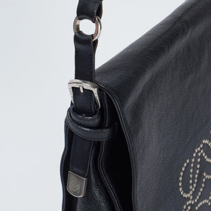 LOEWE/ロエベ】アナグラム スタッズ レザー ショルダーバッグ ブラック