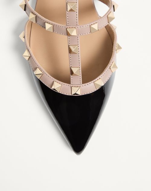 Rockstud Patent-leather Mule for Woman in Black/poudre | Valentino US