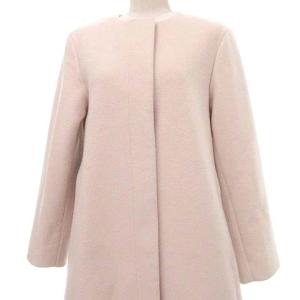 21AW ノーカラーコート ロング CWFC215002 ウール混 バックタック