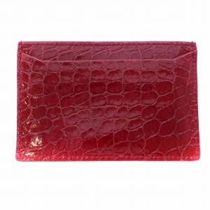 カードケース パスケース 名刺入れ クロコ型押し レザー 赤 レッド