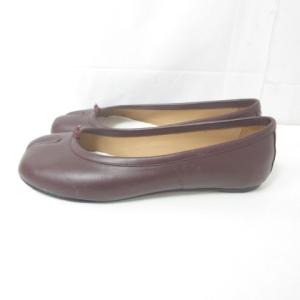 足袋バレエ フラットシューズ パンプス タビ レザー ボルドー 赤茶 36