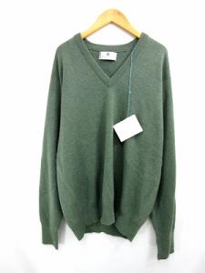 ニット セーター 長袖 イラスト ゴルフウェア カシミヤ 44 S 紺