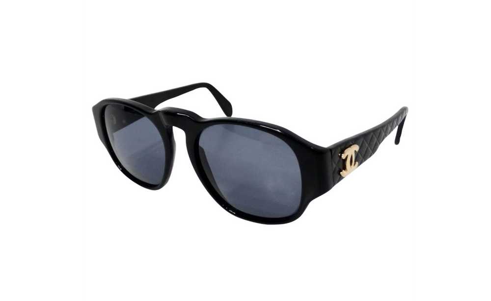 Chanel Interlocking CC Black Square Framed Quilted Sunglasses