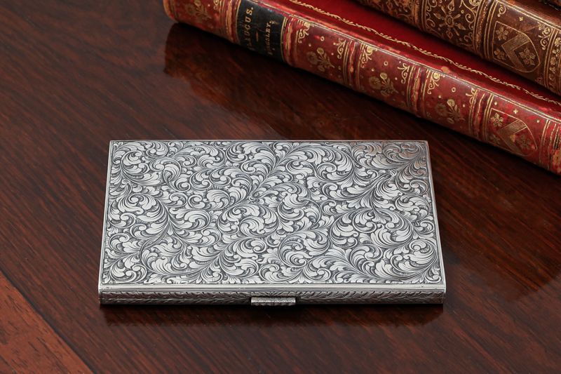 銀無垢 SILVER 950 刻印 銀製 煙草ケース アールデコ 約67.6g 純銀950