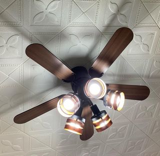 LEDシーリングファンライト（5灯/ブラック×ブラウン）リバーシブル