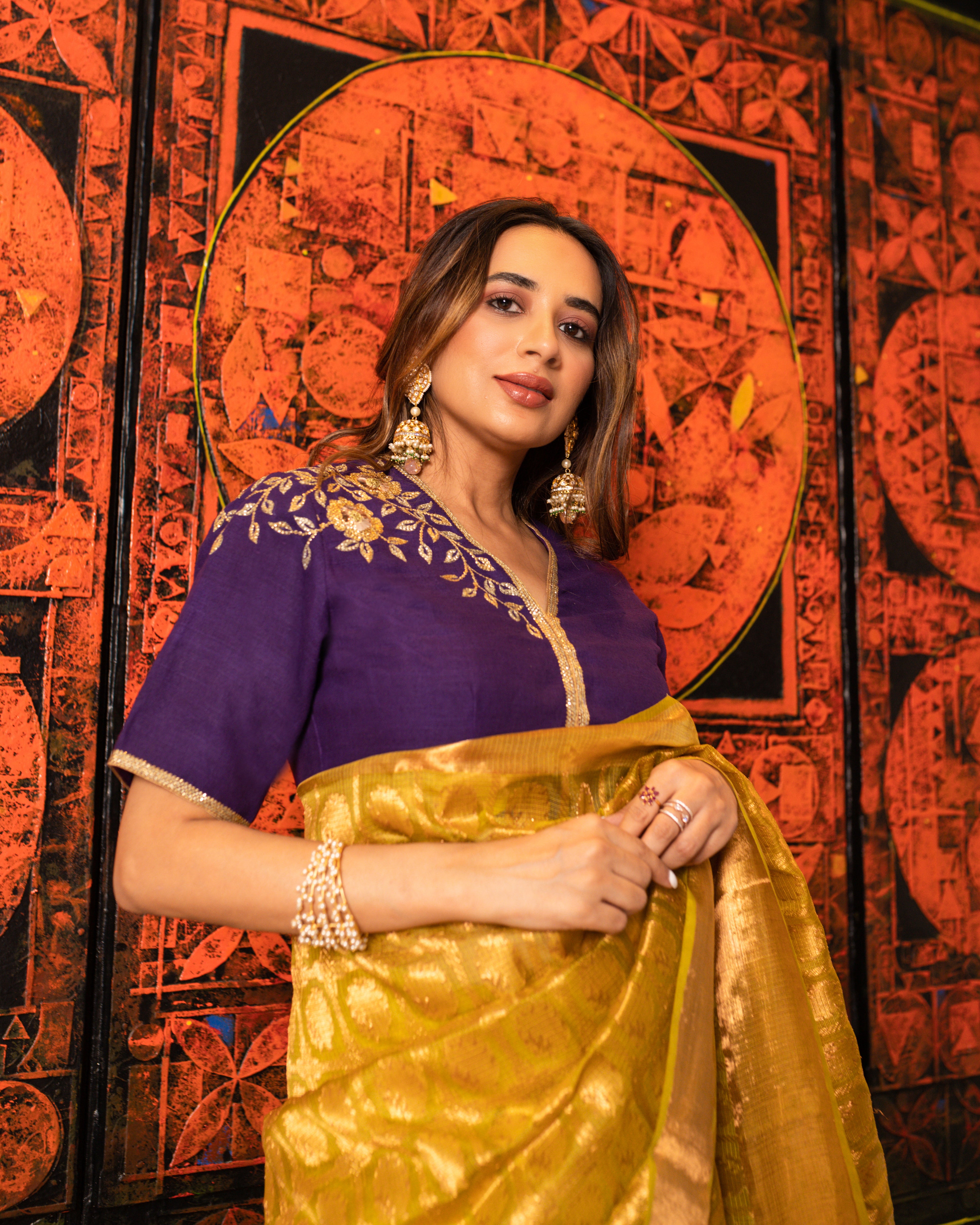 Dupion Silk Rose Jaal Embroidery Purple Blouse – Vidhi Singhania