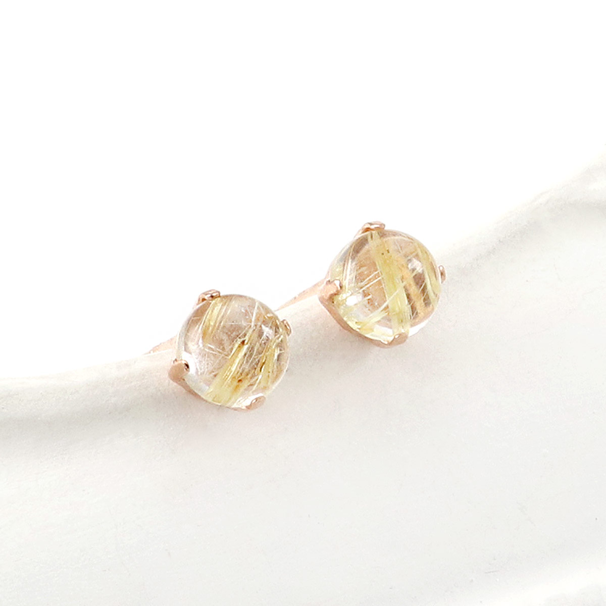 K18PG ルチルクォーツ ピアス プレゼントに【JEWELRY ROLA/ジュエリー