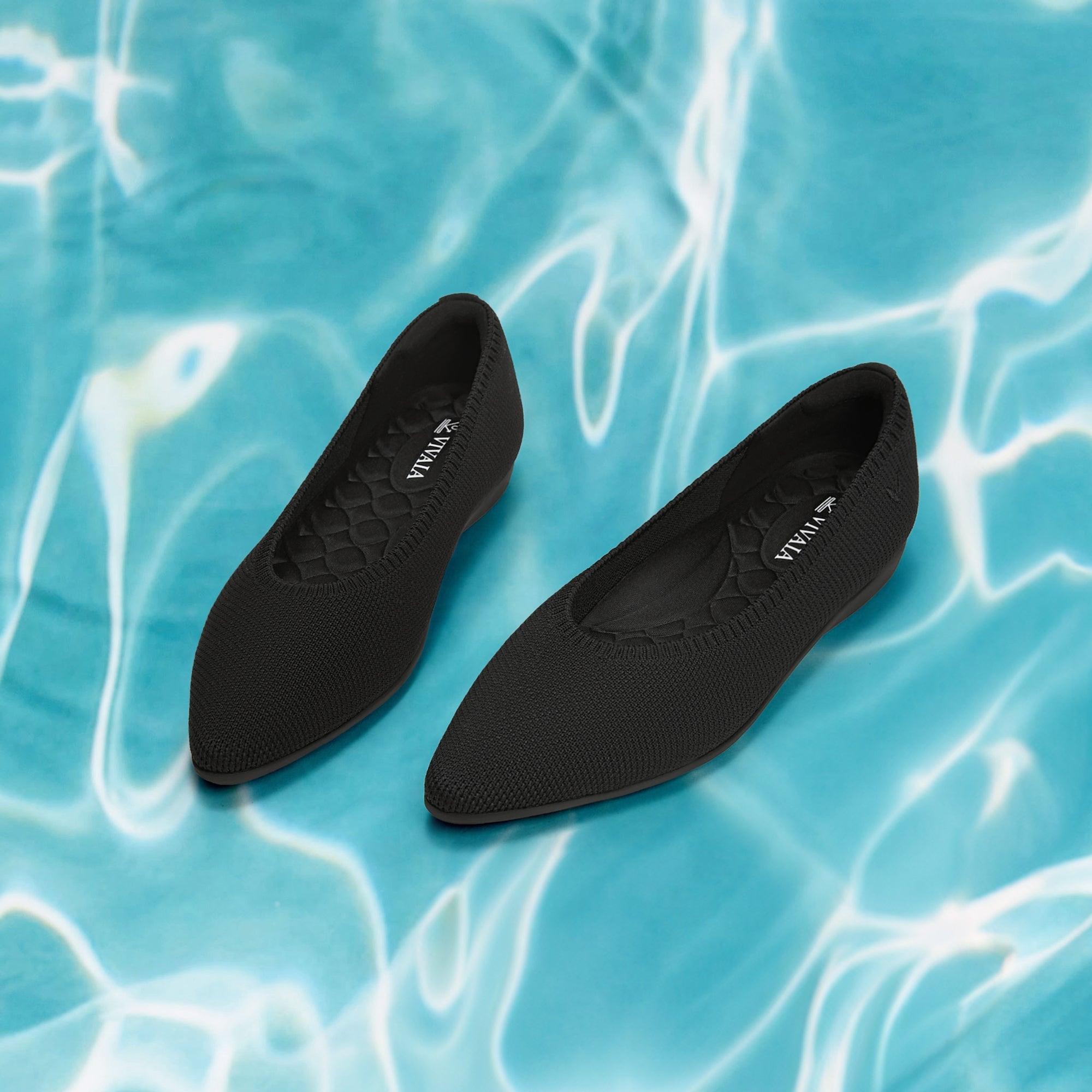 Aria Walker 超撥水] ポインテッドトゥ 超軽量 厚底 フラットシューズ