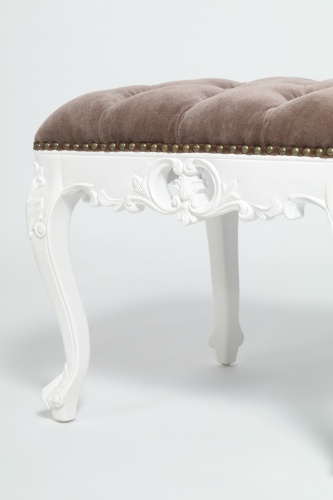 ロココ調 スツール オットマン S ホワイトxグレイッシュ 白家具 1160-S