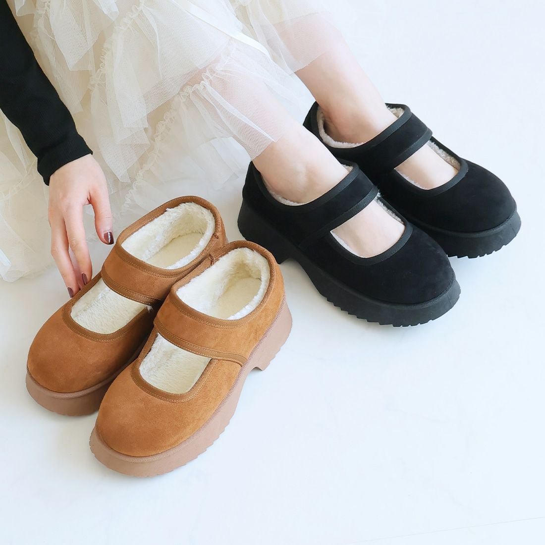 もふぽか厚底メリージェーンスリッポン ｜靴・レディースシューズの