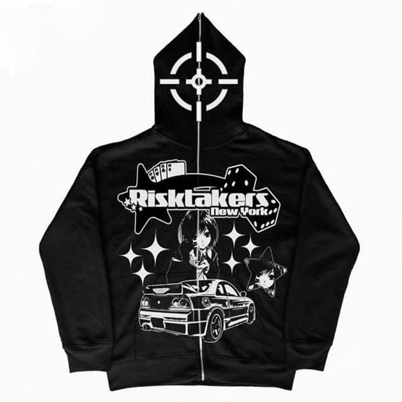 Graphic Zip-up Hoodie Y2K – Vintage Jacket