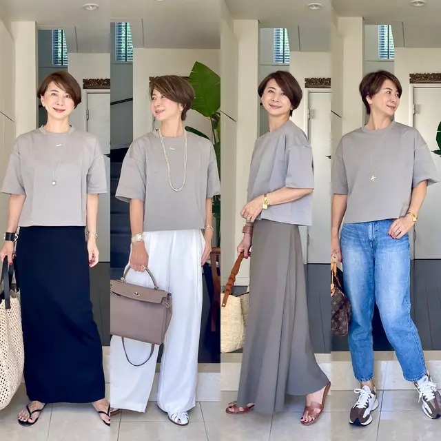 華組 近藤和子さん】村山佳世子×SLONE ショート丈Tシャツ着回し