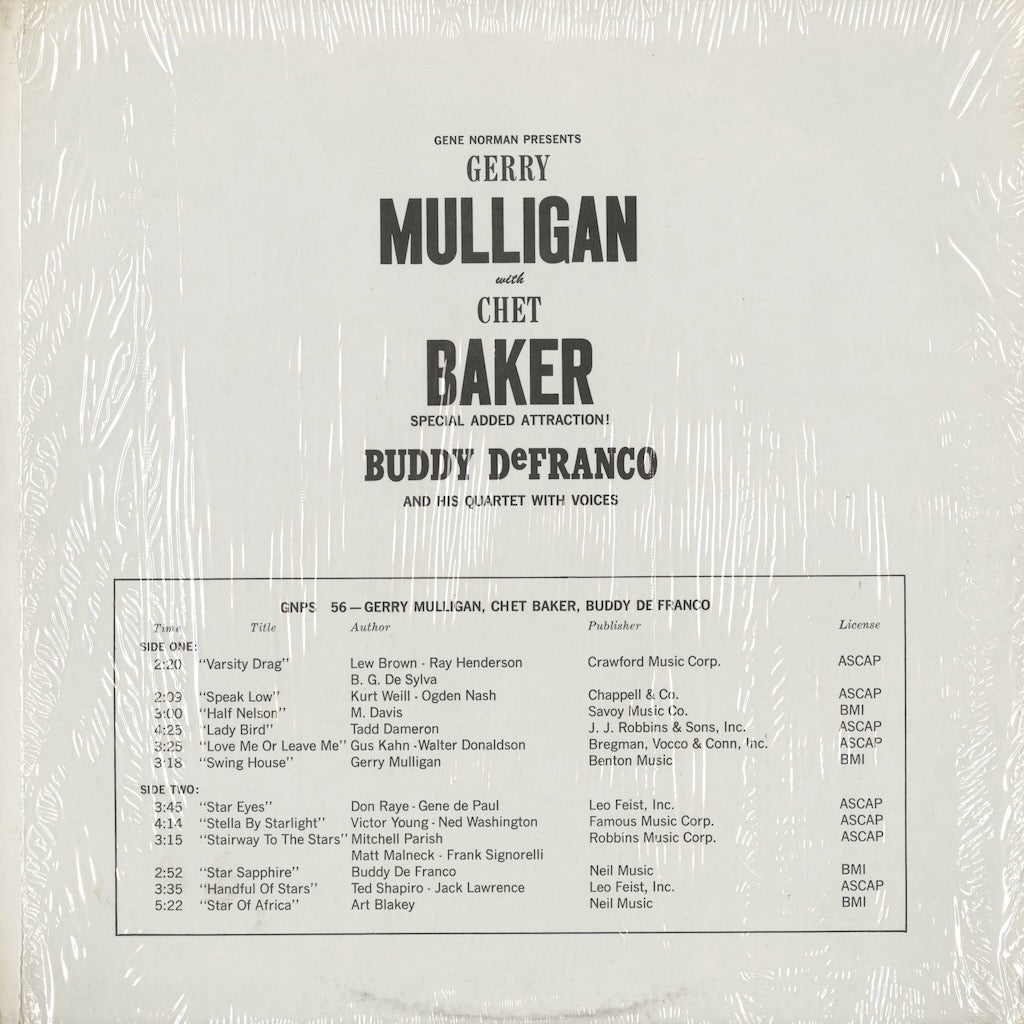 Gerry Mulligan / Chet Baker / Buddy DeFranco - Mulligan - Baker