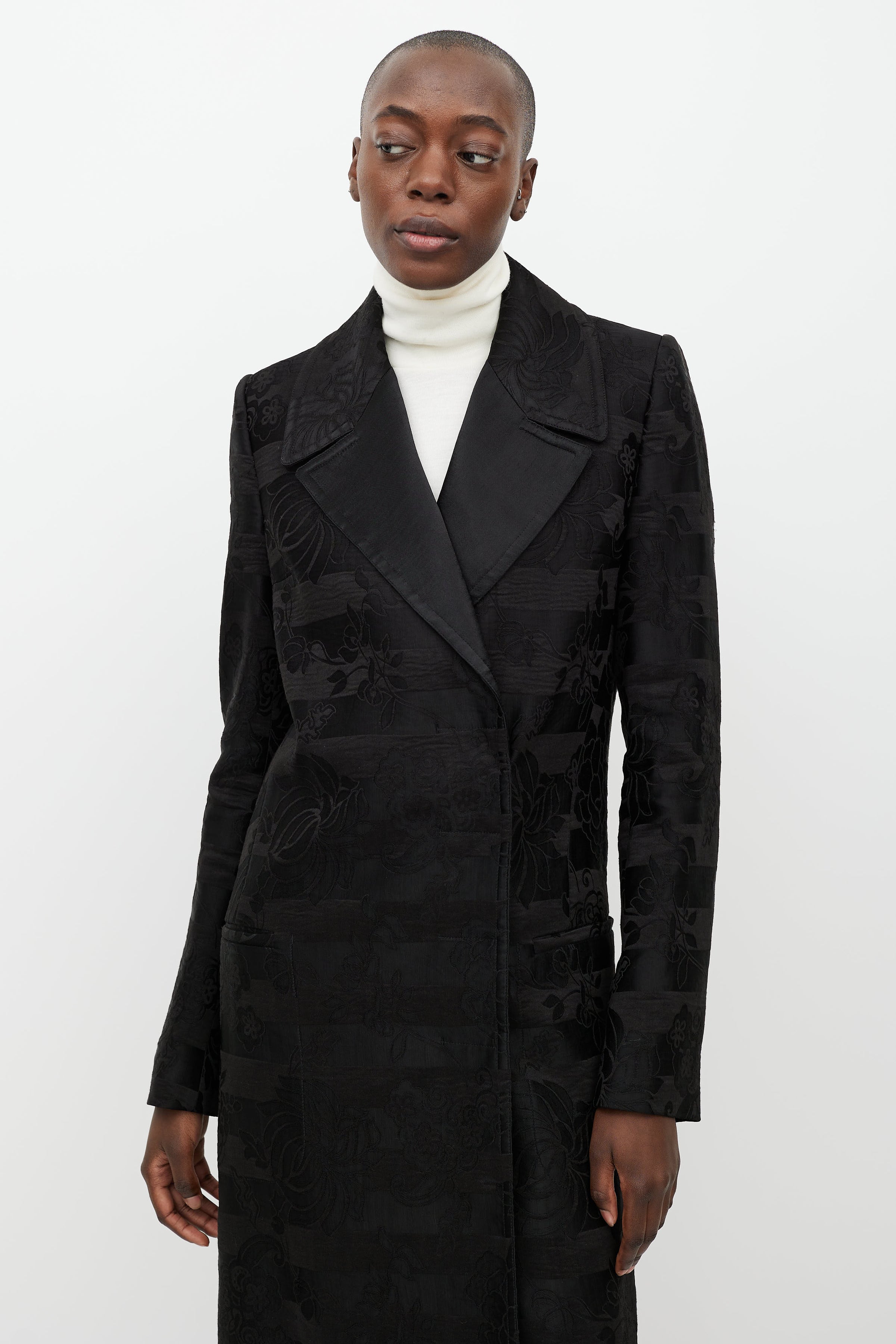 Haider Ackermann // Black Floral Brocade Coat – VSP Consignment
