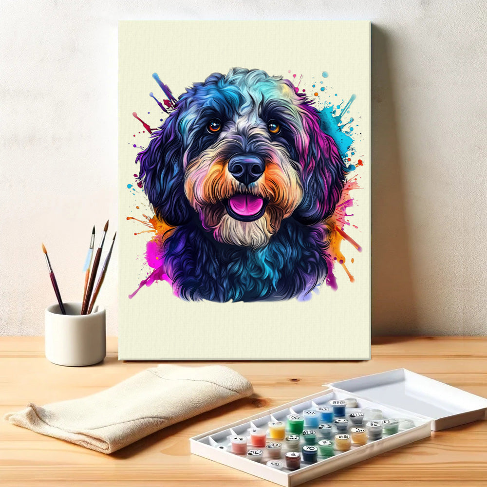 Black Labradoodle - Colorful Dog | Paint by Numbers Kit – Wander
