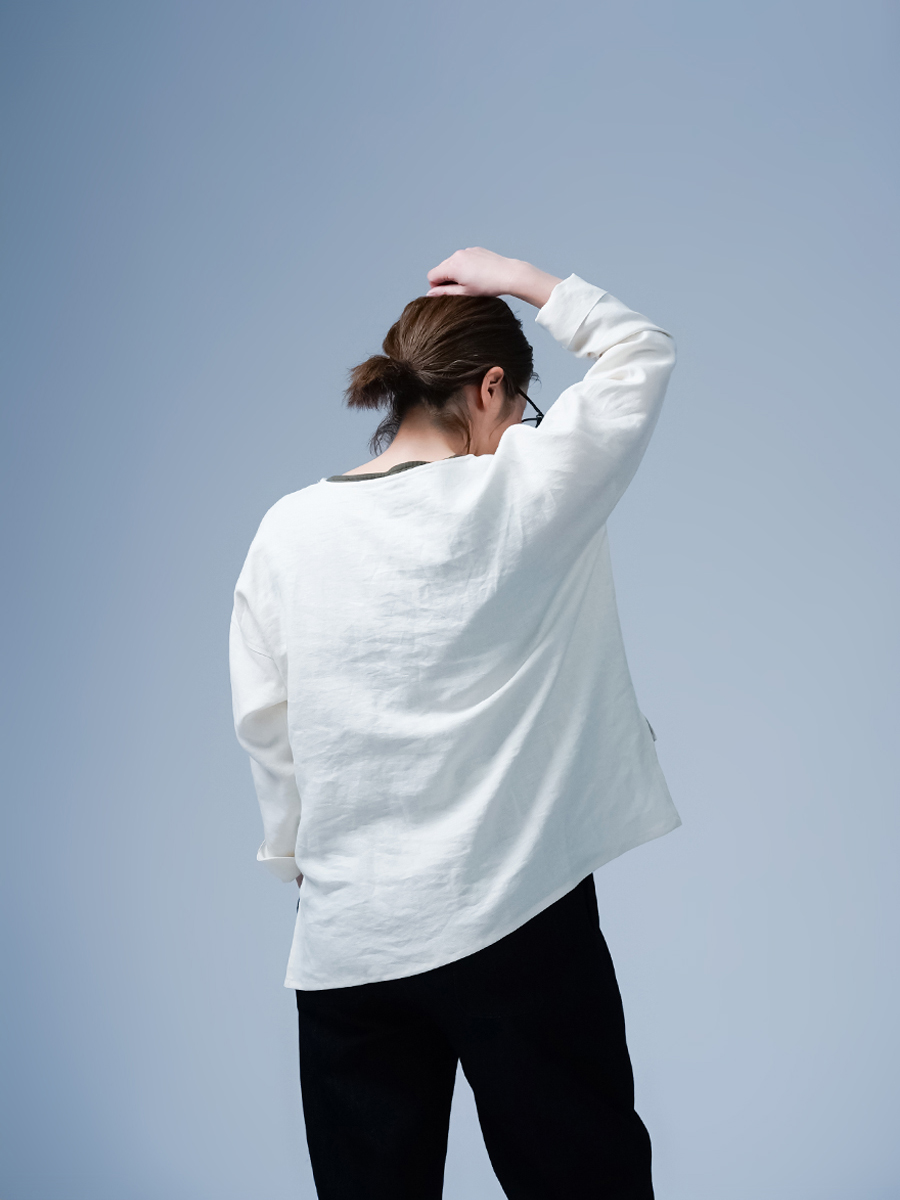 リネントップス】前後差の着丈がポイント！ ポケット付き ゆるT