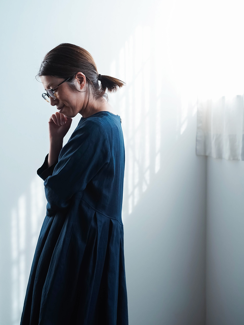 リネンワンピース】wafu 鍵盤タックドレス / 留紺(とめこん) a013o-tmk1