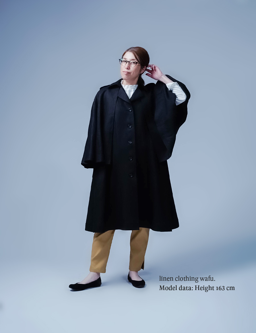 プレミアム】世界に通じる極上の仕立て リネン インバネスコート 総裏