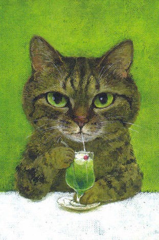 町田尚子ポストカード メロンクリームソーダを飲む猫 | 猫本専門書店