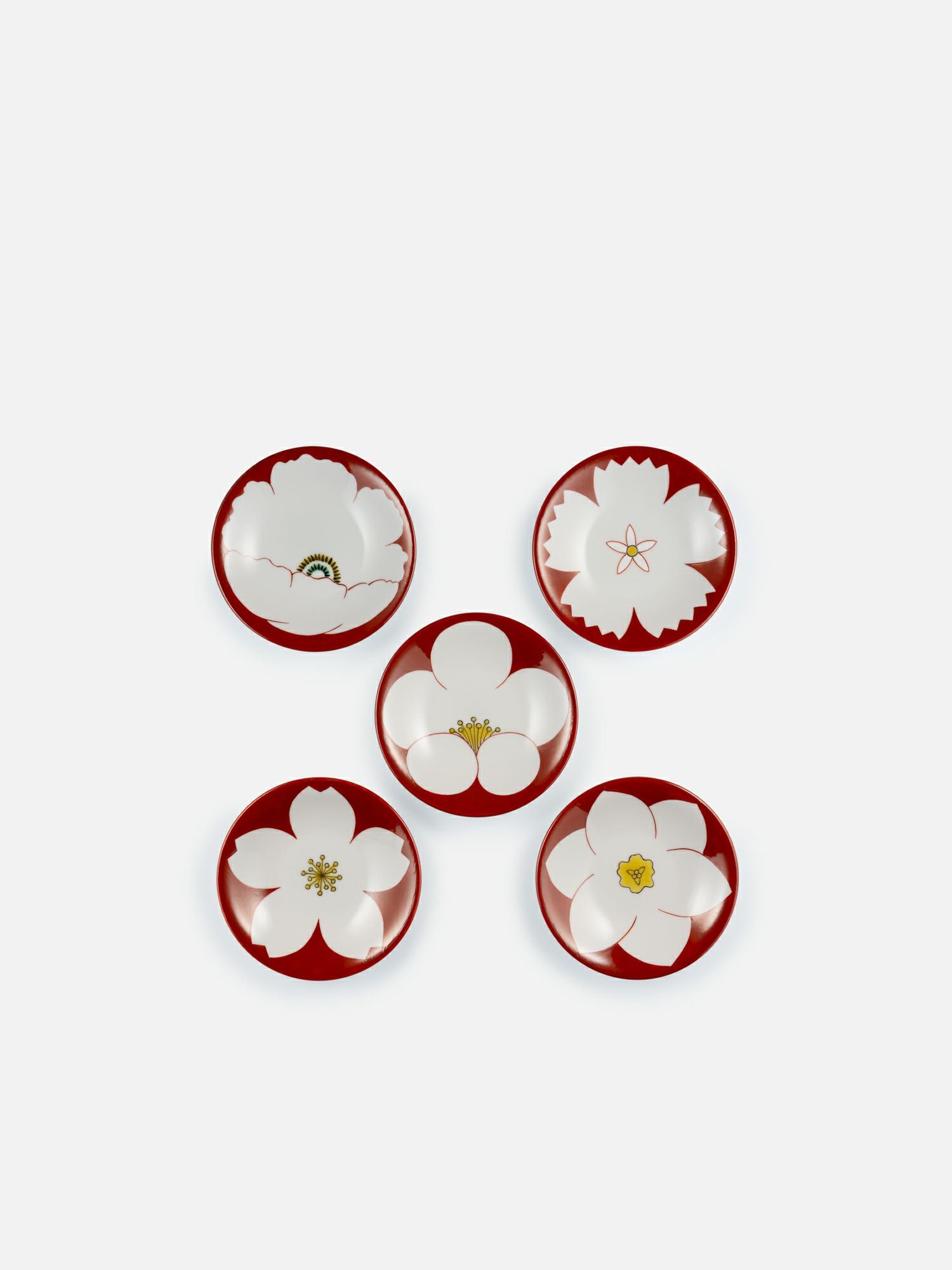 九谷焼 赤絵絵変り花銘々皿（5枚組） |ダイニング | WAKO公式
