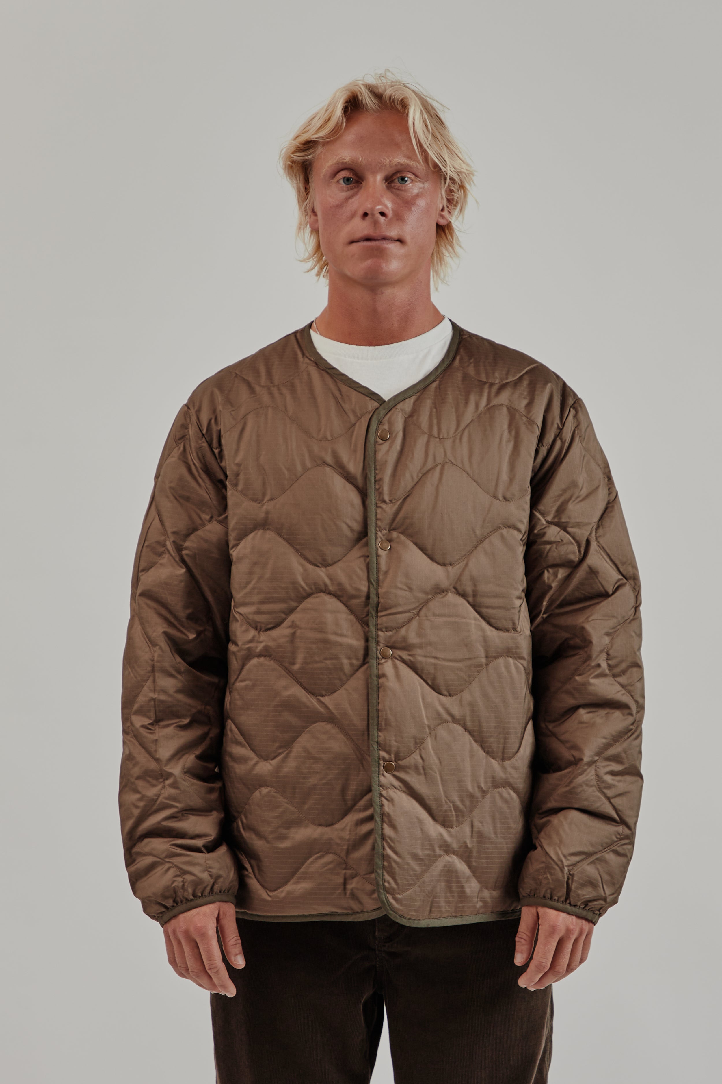 Nanamica Reversible Down Cardigan - Brown | Wallace Mercantile Shop